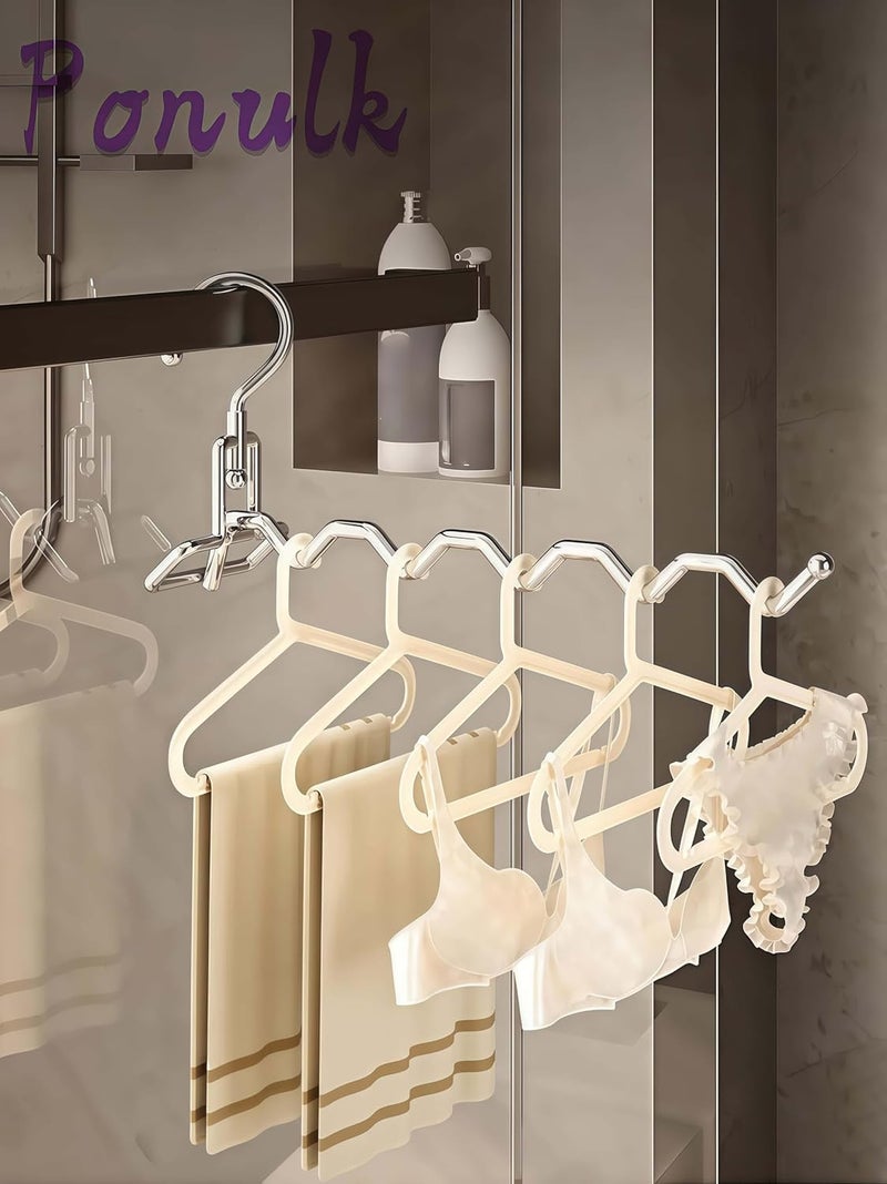 Ponulk 2 Pack Folding Mounted Clothes Rack, Stainless Steel Clothes Hooks Holder Space Saving Hanging System,Closet Storage Organizer for Bathrooms Laundry Room Heavy Duty Drying Rack（Black） - Image 5